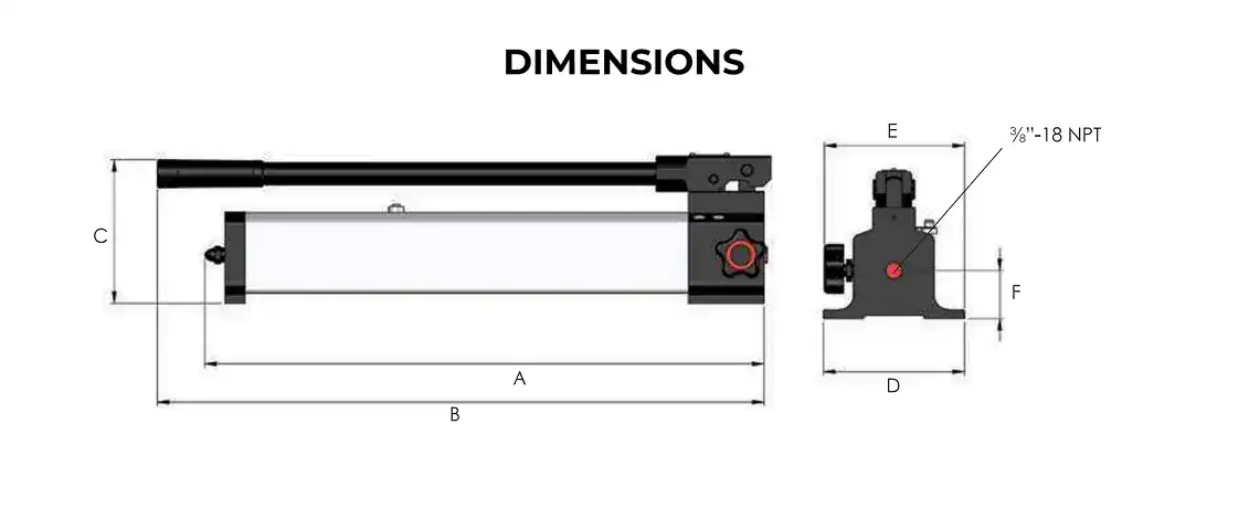 Aluminum-Hydraulic-Hand-Pumps-sizes-visual Aluminum Hydraulic Hand Pumps dimensions