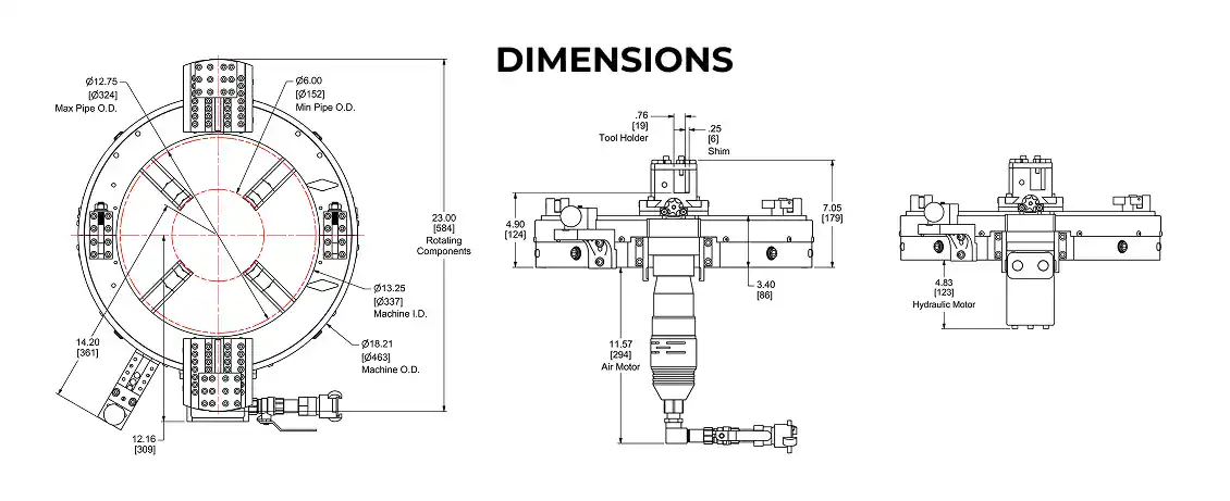 Clamshell pipe cutter dimensions