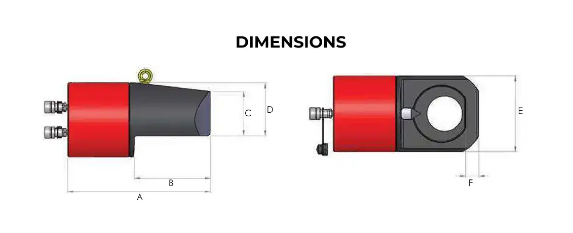 Double Acting Nut Splitters dimensions