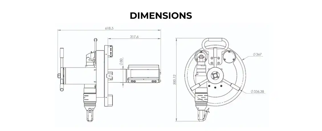 Pipe beveling machine dimensions