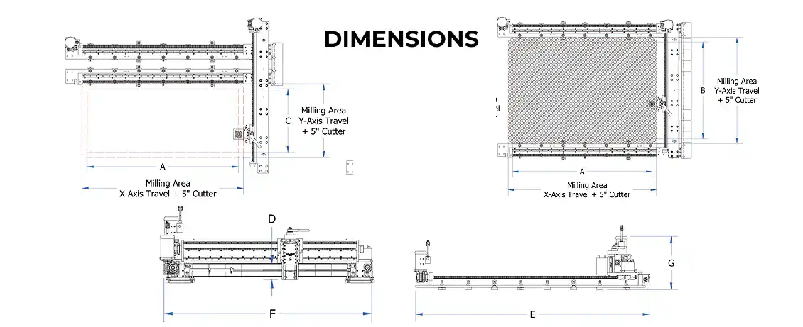 Portable milling machine dimensions