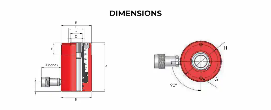 single-acting-hollow-pistons Single Acting Hydraulic Cylinders dimensions